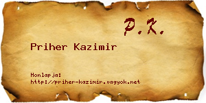 Priher Kazimir névjegykártya